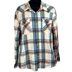 Wrangler Western Mens Traditional Plaid Long Sleeve Button-Down Shirt Large